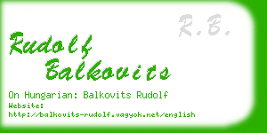 rudolf balkovits business card